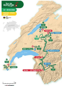 Карта Тур де Романди 2024 года с 657 километрами за шесть дней