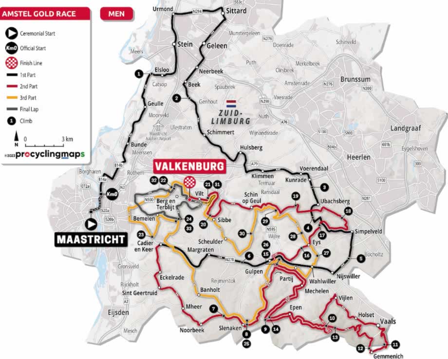 Маршрут гонки Amstel Gold Race 2024 года