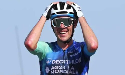 Бен О'Коннор (Decathlon AG2R La Mondiale) реагирует на победу на шестом этапе Вуэльты Испании