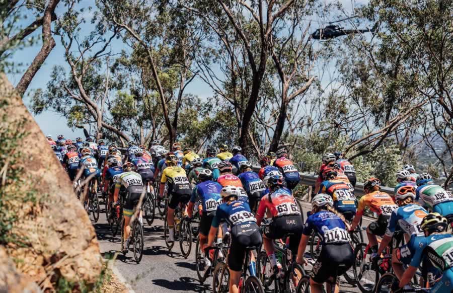 Женская велогонка 2024 года Santos Women's Tour Down Under на третьем этапе из Аделаиды в Виллунга-Хилл